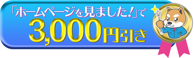 ホームページを見ましたで3,000円引き